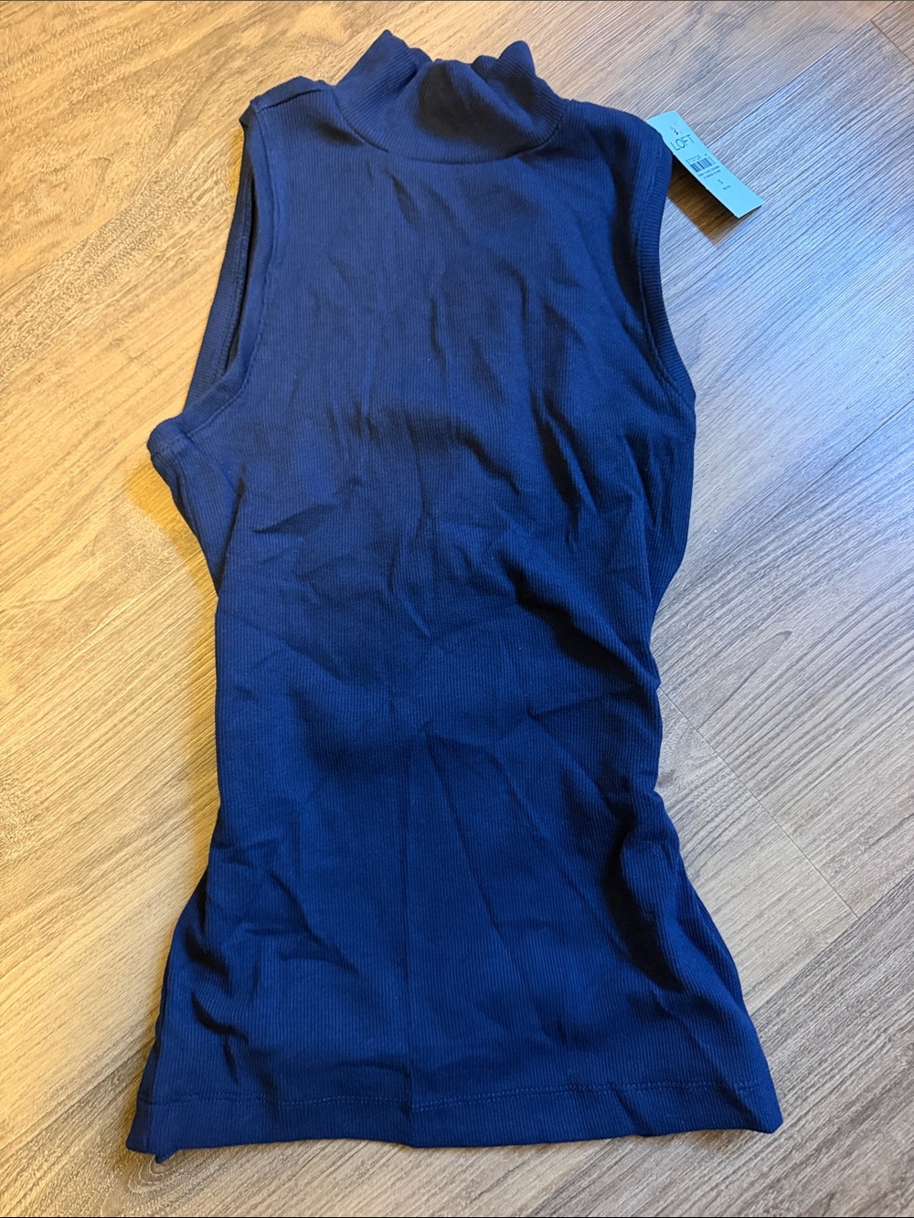 LOFT Navy Sleeveless Mock Neck Ribbed Tank